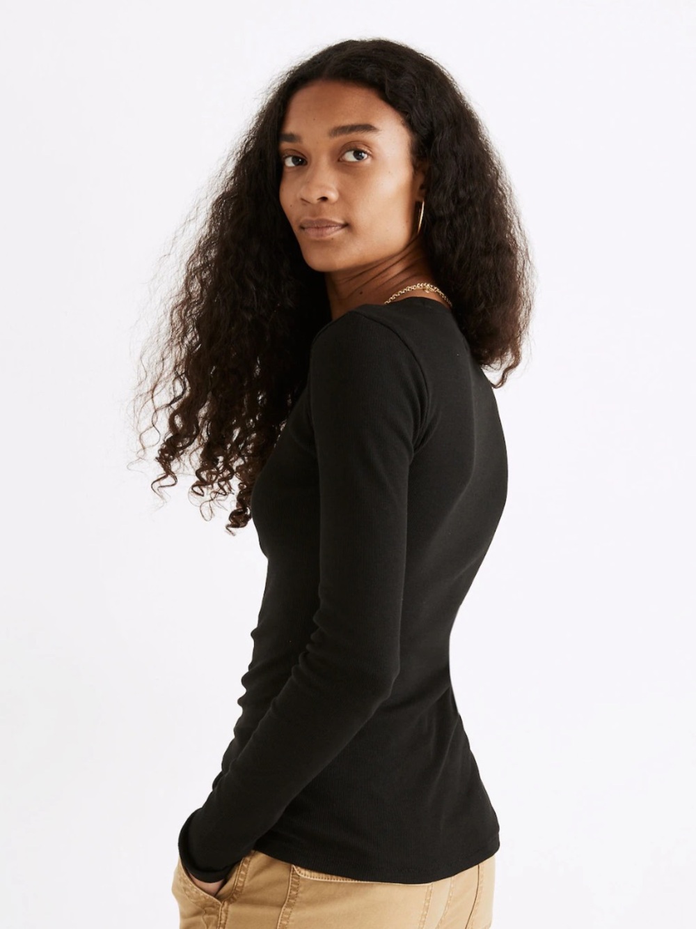 Madewell Fine Ribbed Crewneck Long-Sleeve Tee • NWT - Picture 2 of 7